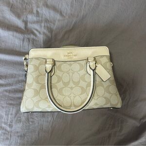 Coach Signature Canvas Satchel in Beige and Cream